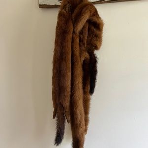 Vintage Genuine 4 Complete Mink Fur Pelt Collar Stole Wrap Scarf